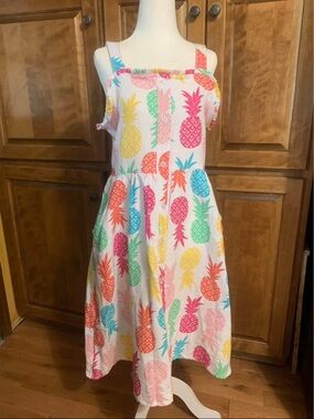 Wonder Nation Girls Plus Dress 14/16 Colorful Tropical Pineapple Dress Cotton.l